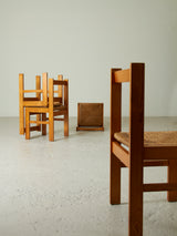 Set of Four Pine and Rush Dining Chairs