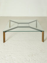 Square Glass and Brass Coffee Table II