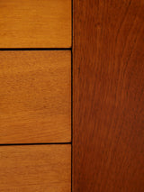 Mesa de centro cuadrada de madera, piel y latón