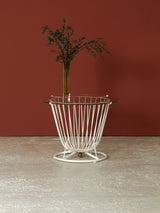 Iron, Glass, and Brass Side Table