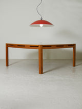 Taula de menjador quadrada de roure i fórmica blanca