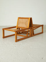 Pair of Pine and Rush Lounge Chairs
