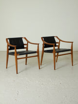 Pair of Wooden Armchairs with Skay Upholstery