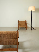 Pair of Oak and Rush Lounge Chairs