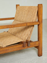 Pair of Oak and Rush Lounge Chairs