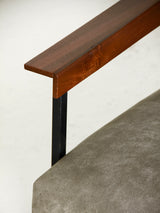 Pair of Iron, Wood, and Chenille Armchairs