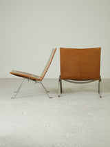 Steel and Leather PK22 Lounge Chair