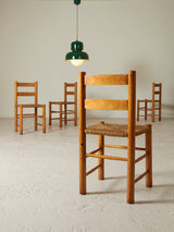 Set of Four Pine and Rope Dining Chairs