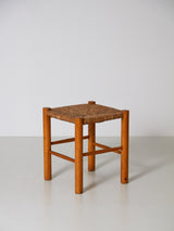 Taburete de pino y enea