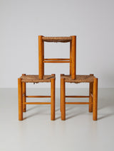 Taburete de pino y enea