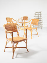 Juego de cuatro sillas de mimbre