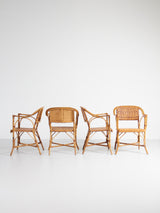 Juego de cuatro sillas de mimbre