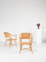 Juego de cuatro sillas de mimbre