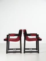 Pareja de sillones de haya y terciopelo