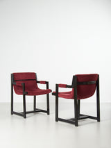 Pareja de sillones de haya y terciopelo