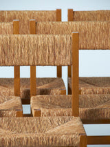 Pair of Oak and Rush Dining Chairs