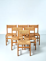Pair of Oak and Rush Dining Chairs