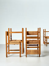 Juego de seis sillas de roble y enea