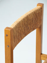 Pair of Oak and Rush Dining Chairs