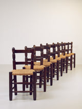 Joc de vuit cadires de roure i boga