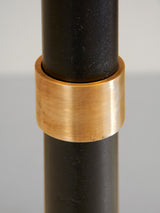 Llum de peu de ferro negre, bronze i pantalla de lli