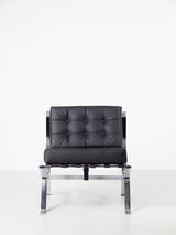 Chromed Iron and Synthetic Leather Lounge Chair