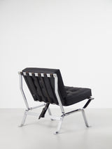 Chromed Iron and Synthetic Leather Lounge Chair