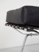 Chromed Iron and Synthetic Leather Lounge Chair