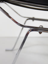 Chromed Iron and Synthetic Leather Lounge Chair