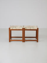 Pine and Fabric Stool