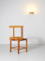 Taburete de pino y enea