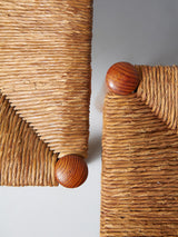 Taburete de pino y enea