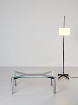 Mesa de centro de vidrio y hierro