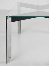 Mesa de centro de vidrio y hierro