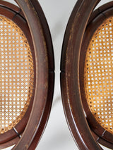 Pareja de sillas de madera de ukola y ratán