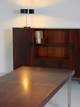 Mahogany and Chromed steel Dining Table