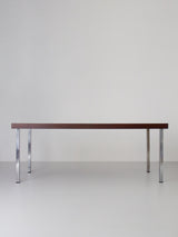 Mahogany and Chromed steel Dining Table