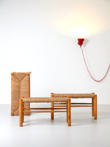 Banqueta de pino y enea