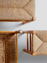 Banqueta de pino y enea