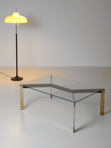 Glass and brass coffee table