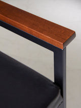 Pareja de sillones de hierro, madera y skay