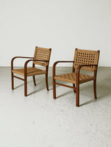 Parella de butaques de fusta i corda