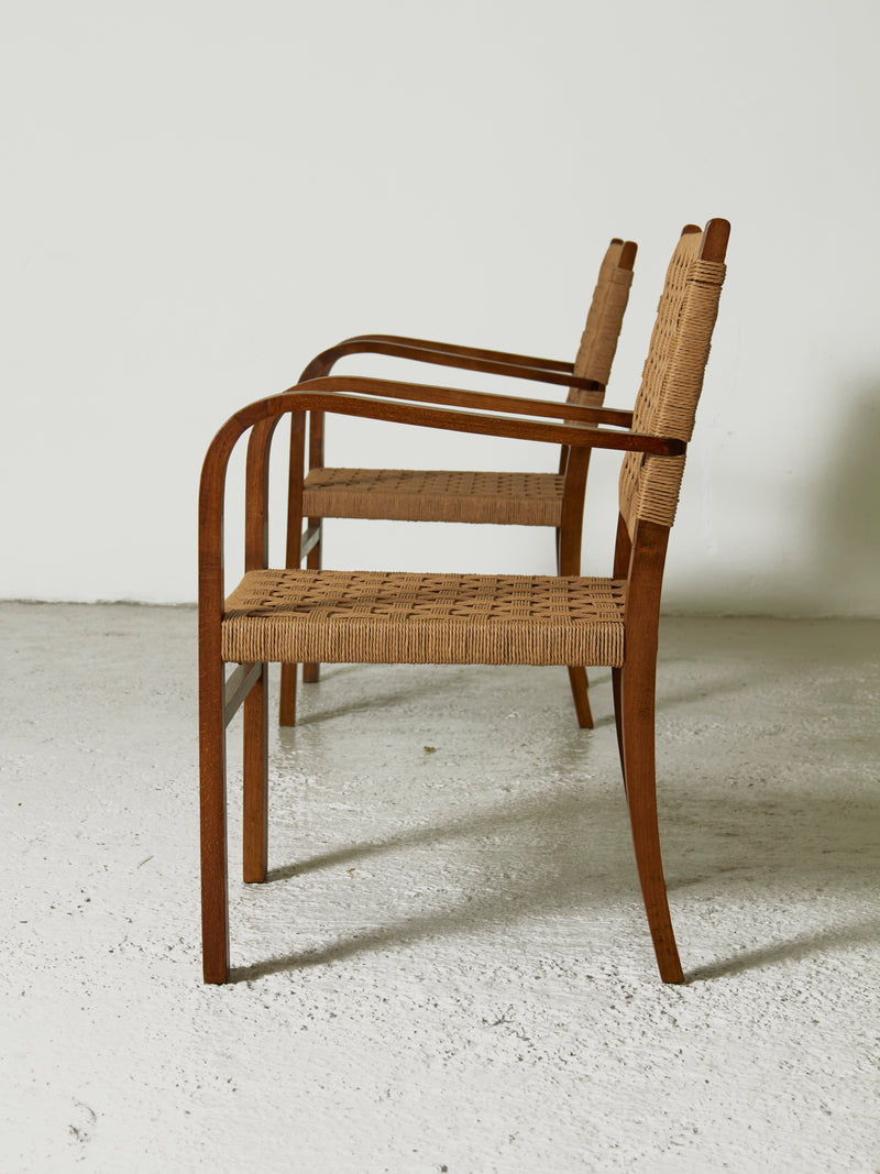 Parella de butaques de fusta i corda