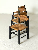 Popular Dining Chair in Dark Wood and Rush