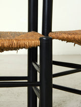 Popular Dining Chair in Dark Wood and Rush