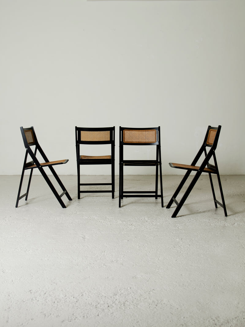 Set of Four Black Folding Chairs