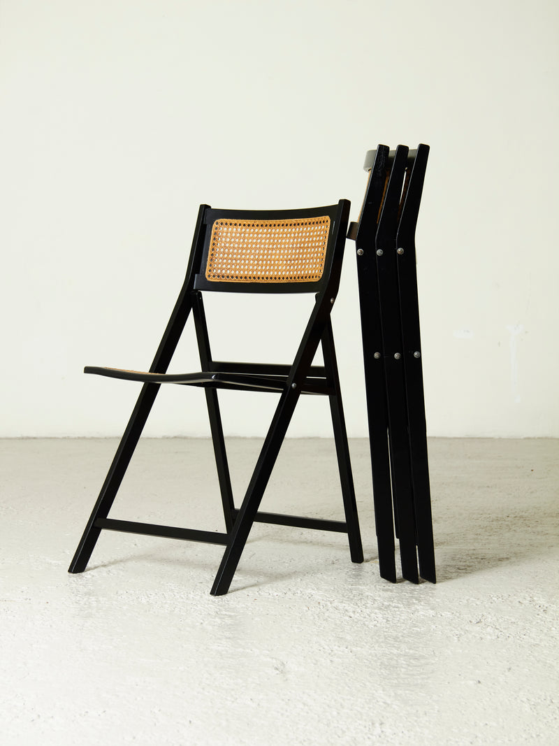 Set of Four Black Folding Chairs