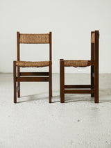 Joc de quatre cadires de fusta i boga