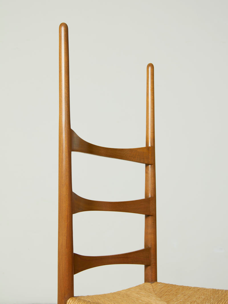 Set of Six Stained Beech Billar Dining Chairs