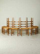 Set of Six Stained Beech Billar Dining Chairs